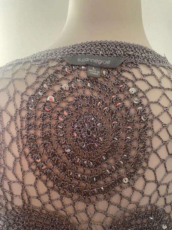 Silver Sequin Crochet Wrap - Picture 7 of 8